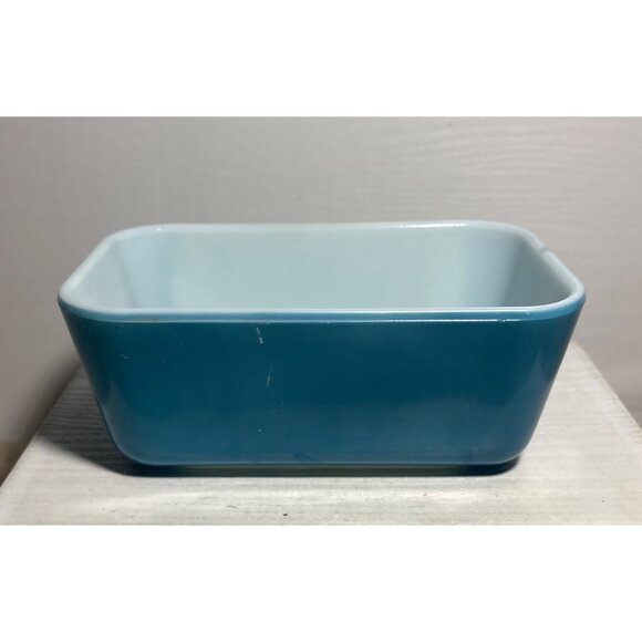 Vintage Pyrex Turquoise Blue & White 503-B Refrigerator Dish - Picture 5 of 11